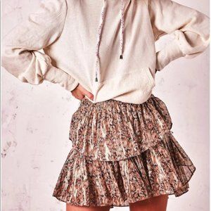 LoveShackFancy Metallic Ruffle Mini Skirt